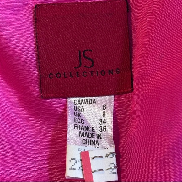 JS COLLECTIONS Pink Purple Floral Silk V-Neck Halter Top Ruched Blouse Women's 6 - Picture 12 of 16